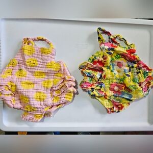 3-6 Month Angel Dear Baby Rompers in Pink and Floral